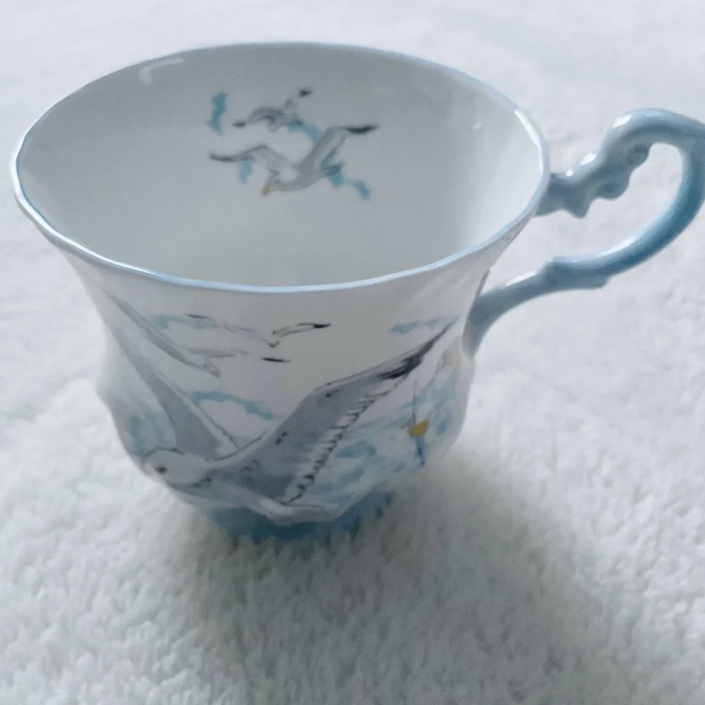 Queen’s Rosina Seagull Fluted Cup & Saucer England